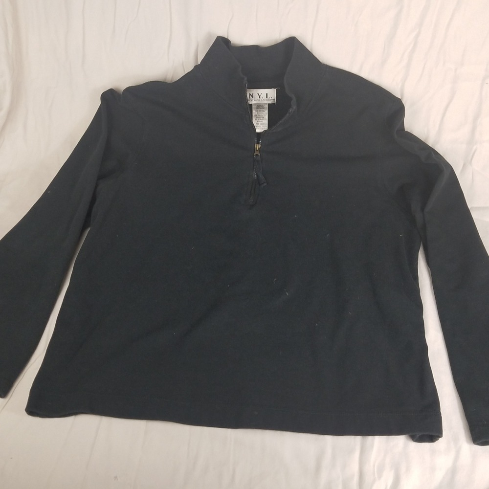 New York Laundry Womens Black Quarter Zip Pullover Mock Neck Sweatshirt Large